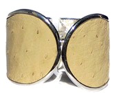 OOAK Ostrich Leather Cuff Bracelet in Buttercream - by UNEARTHED