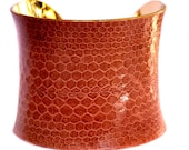 Dusty Coral Snakeskin Gold Lined Cuff Bracelet - by UNEARTHED