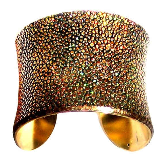 Metallic Gold Stingray Leather Cuff Bracelet Gold Lined- by UNEARTHED
