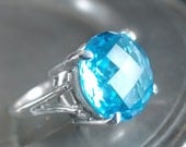 Swiss Blue Topaz and Sterling Silver Cocktail Ring - "Let Them Eat Cake Ring Collection"