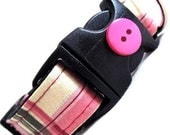 Eco Dog Collar - Renewable Pink Green Plaid Cotton