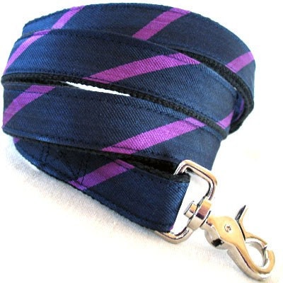 Eco Pet Leash - Purple Navy Stripe Necktie