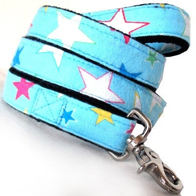 Eco Dog Leash - Renewable Blue Stars Cotton