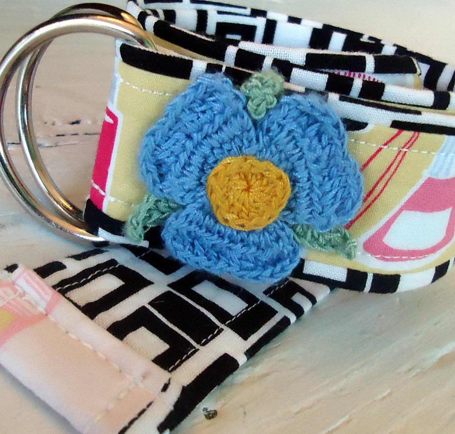 Half Price Sale Boutique Toddler Flower Power Belt Yellow, Black and White
