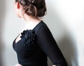 Black Night Sparkles Dahlia -- Felt Flower Brooch -- Hand felted wool -- Size Medium