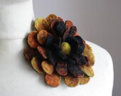 Firing Dahlia - Felt Flower Brooch - Hand felted wool - size Medium