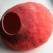 Warm Orange Red Bubble - Hand Felted Wool Cat Bed / Vessel - Crisp Contemporary Design