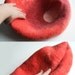 Warm Orange Red Bubble - Hand Felted Wool Cat Bed / Vessel - Crisp Contemporary Design