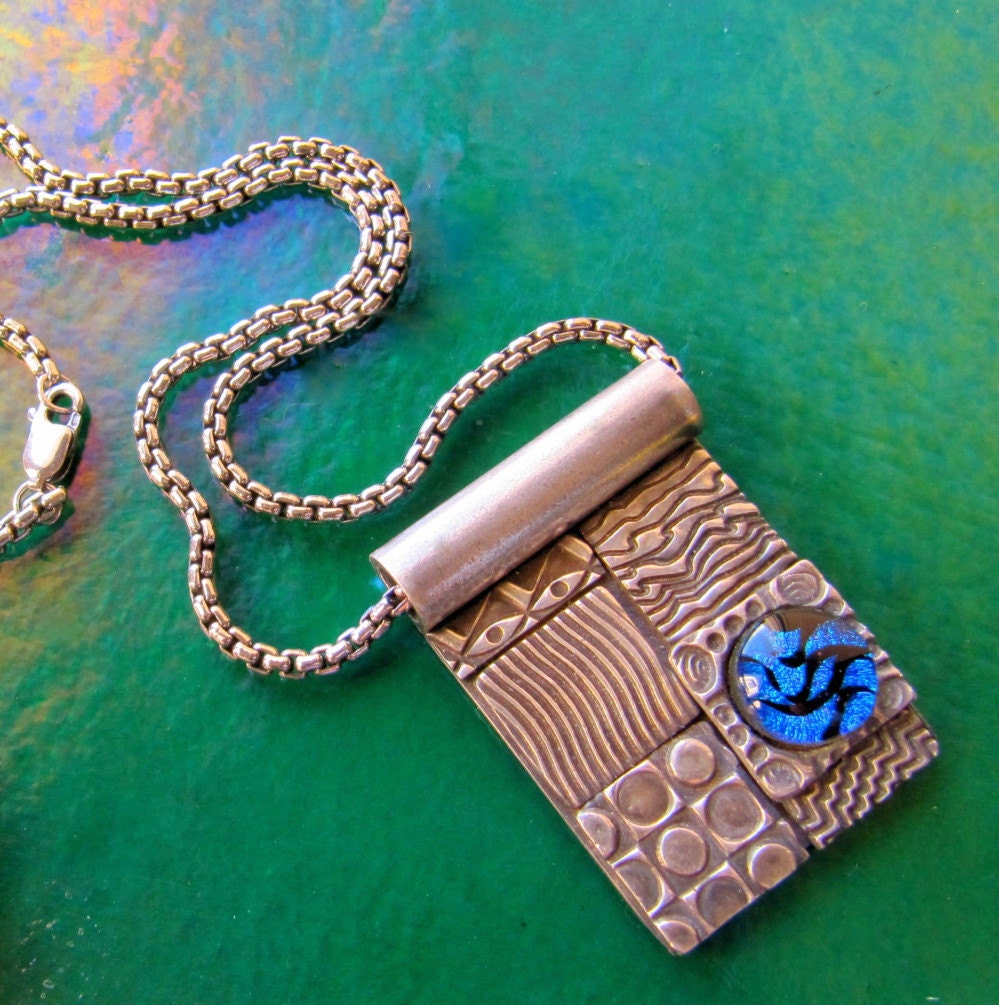 Necklace Fine Silver, Sterling and Dichroic Glass The Chosen