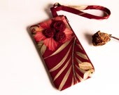 Wedding bridal wristlet, clutch, purse, bridesmaid wristlet, pouch, bag, Burgundy Red Roses  by Lolos