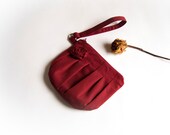 Pleated Wedding bridal clutch wristlet purse Burgundy Rosebud Bridesmaid Gift idea Clutch,Wristlet by Lolos