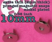 100 extra small extra thin nickel plated magnetic snaps (10 mm)