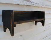 Farmhouse Tabletop Book Bench Shelf Wood Kitchen Storage Cookbook Holder Rustic Primitve Modern Country Black
