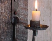 Wall Lighting Candle Sconce Primitive Early Lighting Wall Hanging Rustic Industrial Black Wood