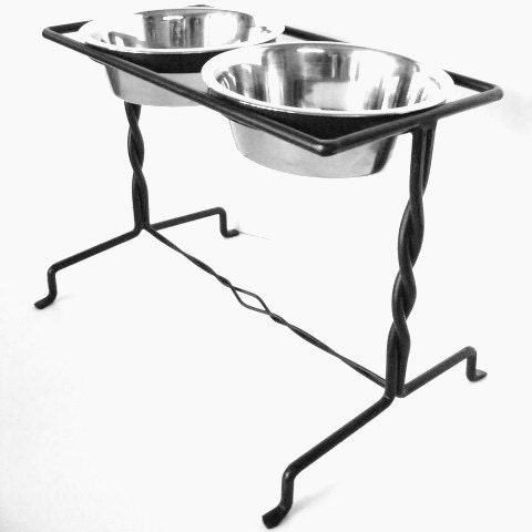 Bowl Holder / Dog feeder / Pet Bowl Holder / Modern / Industrial / Metal Sculpture Feeder / Elevated Dog Feeder