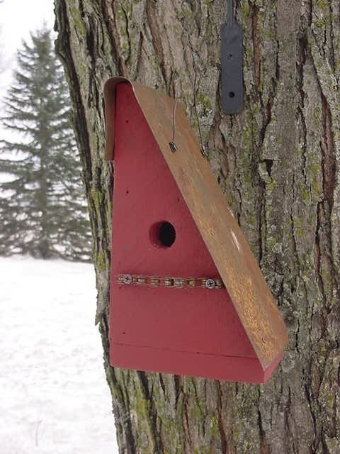 Rustic Chic Red Birdhouse Bike Chain Perch Recycled