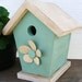 Shabby Cottage Chic Birdhouse Aqua Blue Birdhouse Metal Flower Birdhouse