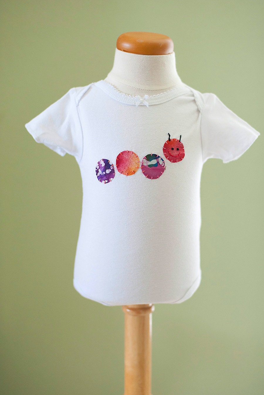 SALE Save 20% - Cool Batik Caterpillar Bodysuit - Onesie - Pink, Orange, Purple, Green 0-3, 3-6, 6-12, 12, 18 mo.