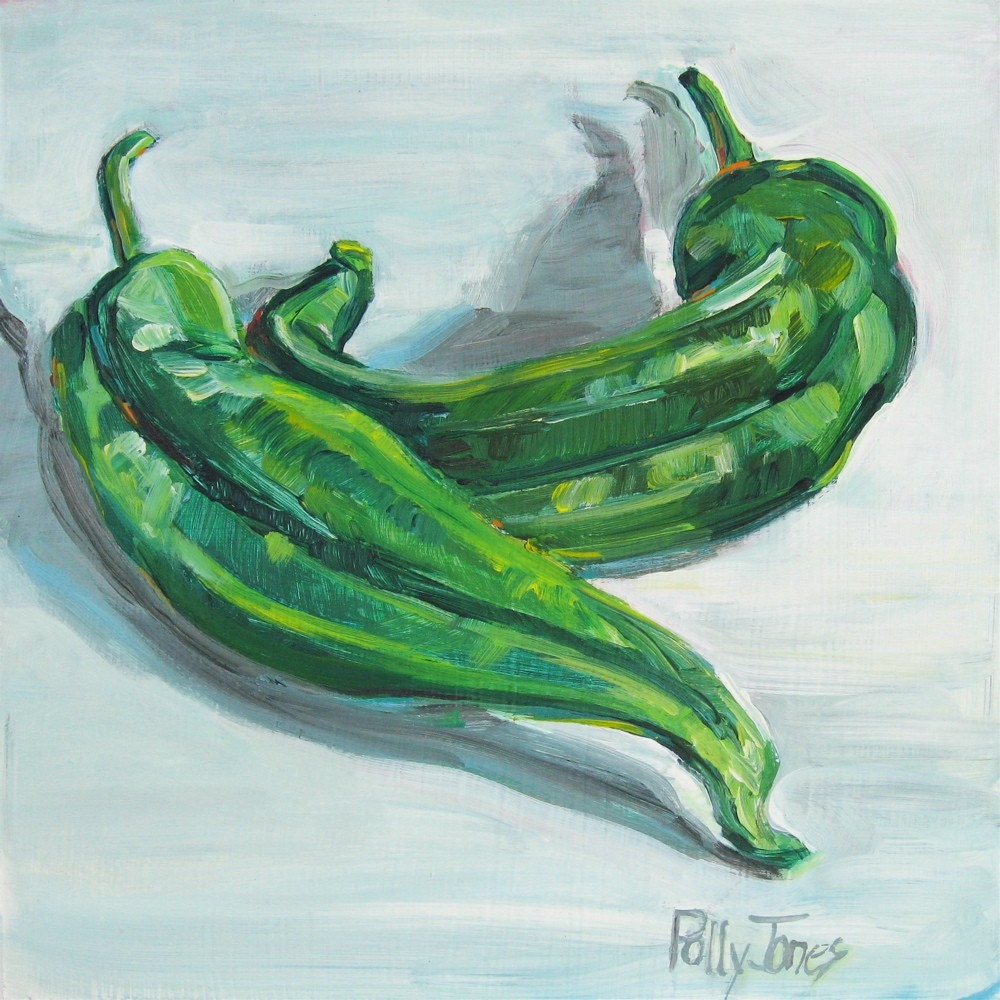 SALE Laura's Peppers original contemporary still life painting