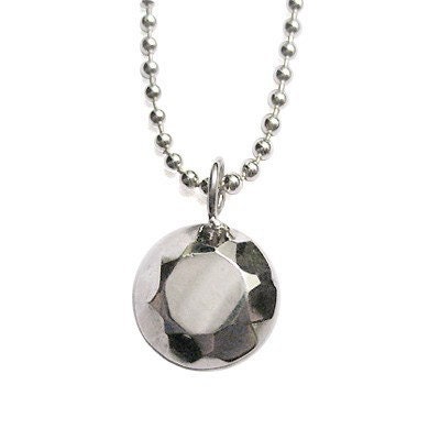 READY TO SHIP, Modern faceted metal diamond like necklace, sterling silver, Modern Rock Round Brilliant, 18" chain