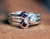 Gemstone stack ring - birthstone - custom mothers rings -recycled sterling silver - birthstone rings - custom gemstones