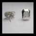Emerald cut stud earrings - Faceted diamond like- recycled sterling silver - faceted metal - ready to ship - Modern Rock
