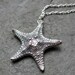 Silver starfish necklace - recycled sterling silver - ocean - beach - oxidized - raw collection - 18 inch chain
