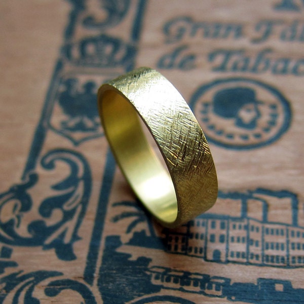 22k yellow gold wedding band, rustic texture, 5mm wide, size 8 made to order, modern tribal
