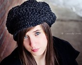 Hand Crocheted Hat Womens Hat - The Slouchy Newsboy Hat in Charcoal Grey - READY TO SHIP