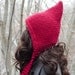 Hand Knit Hat Womens Hat - Pixie Hat in Red Cranberry