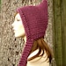 Hand Knit Hat Womens Hat - Pixie Hat in Purple Fig