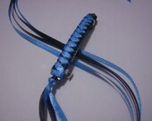 Braided Ribbon Barrette / Turquoise and Black
