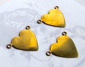 LOW Stock - 2 sets left - Vintage Brass Heart Connector Charms (8X) (M876)