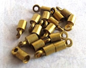 Tiny Vintage Raw Brass End Cap Findings (16X) (F542)