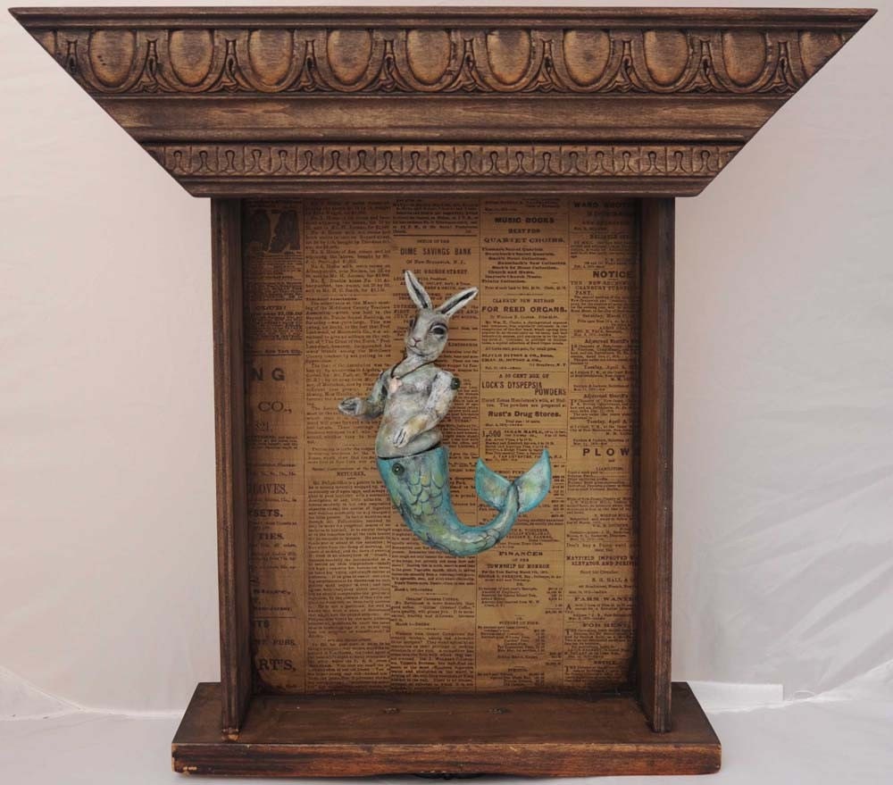 Merbunny Captured Mermaid Bunny sculpture art doll
