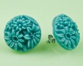 Vintage Blue Lucite Post Earrings