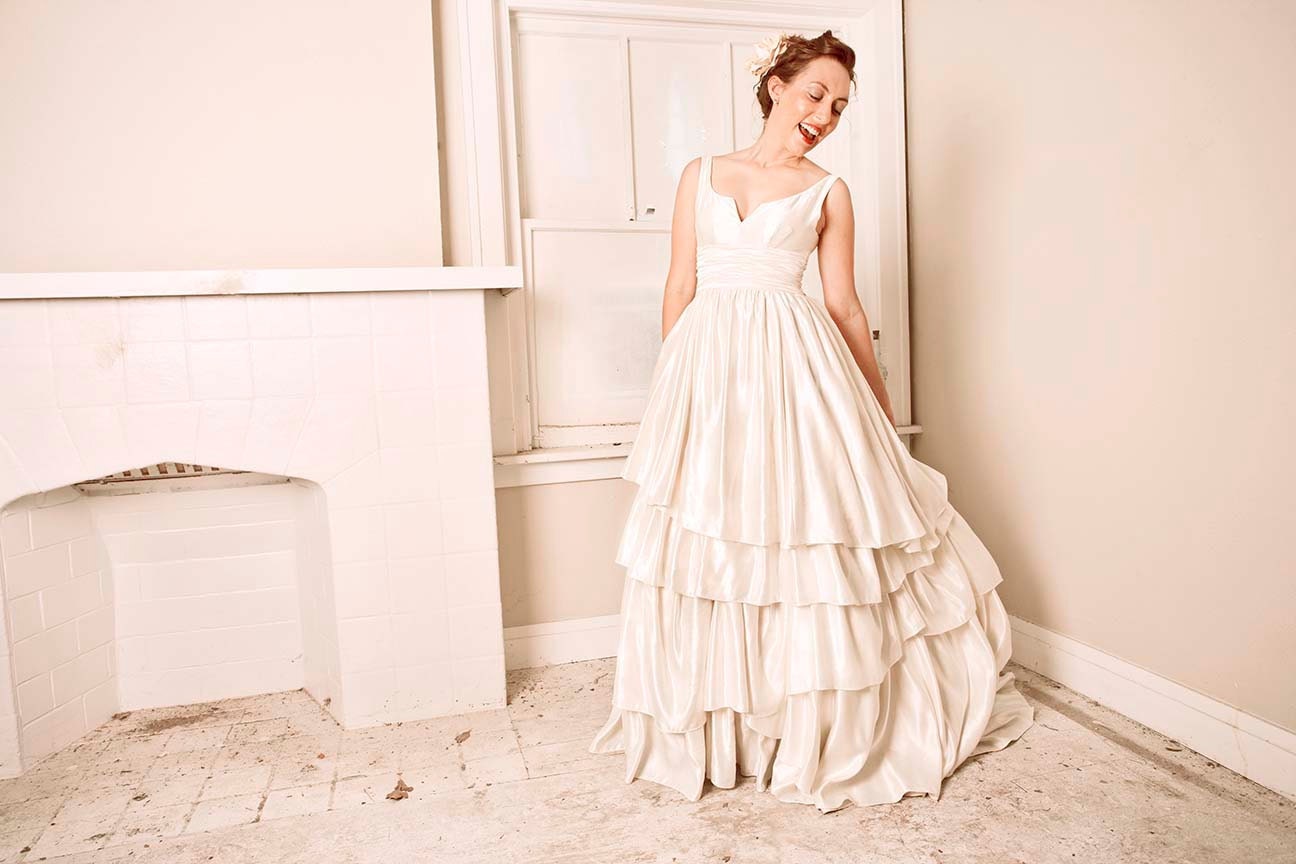 Cypress Eco Wedding Gown, Detachable Underskirt- Short and Long in One