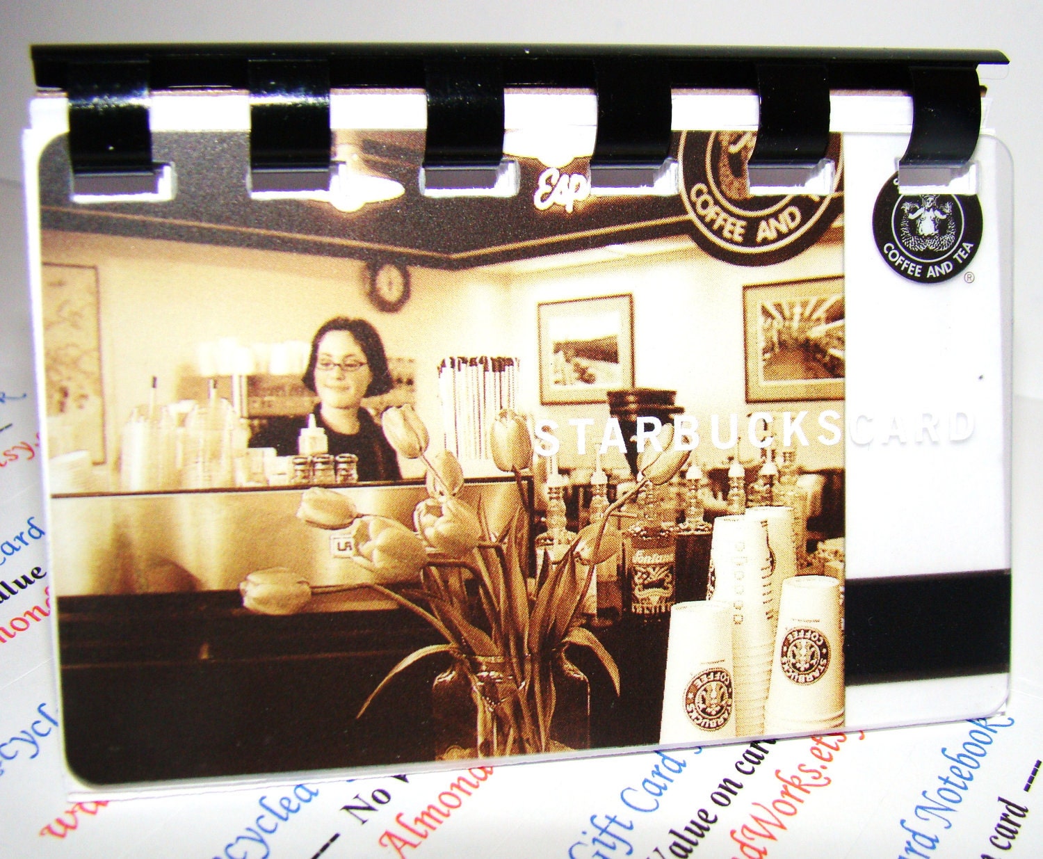 Starbucks BARISTA ---  upCycled Giftcard Notebook  ---  no value on card