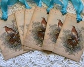 Vintage Style Gift Tag Robins Nest Summer Eggs