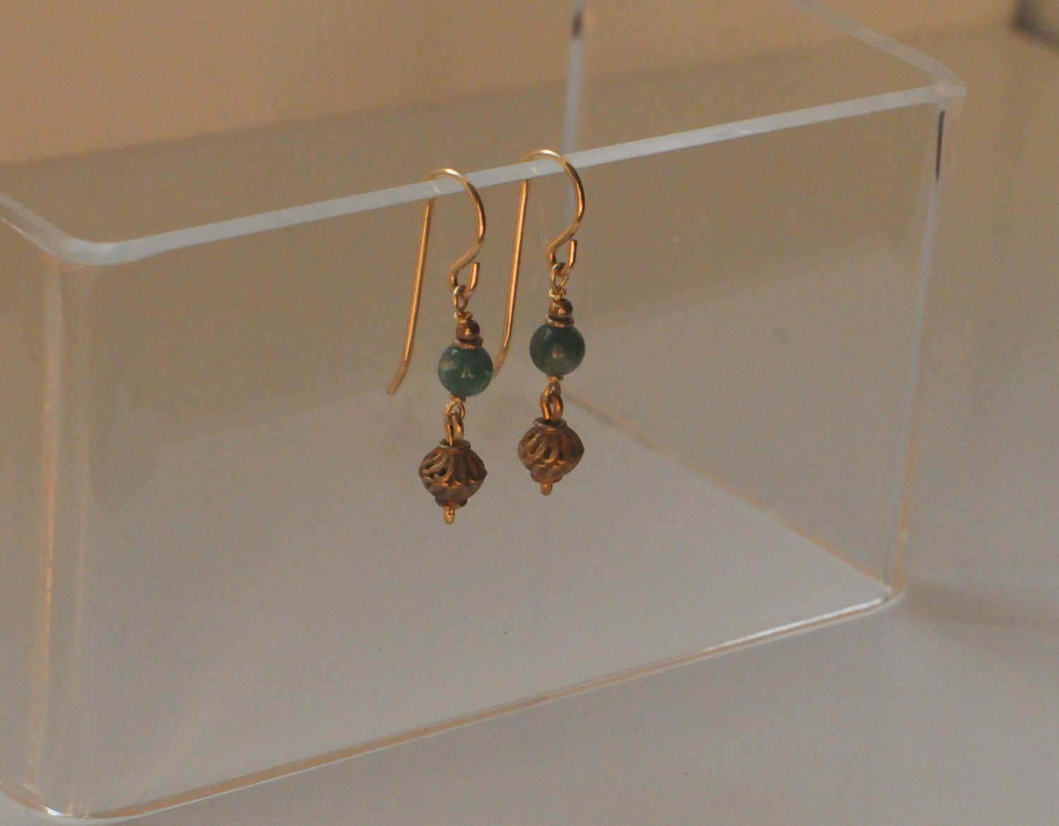 SALE Green Emerald Earrings (Gold)