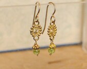 Lime Green Peridot Earrings (Gold)
