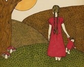 illustration art print nursery children kids girl - Looking Forward