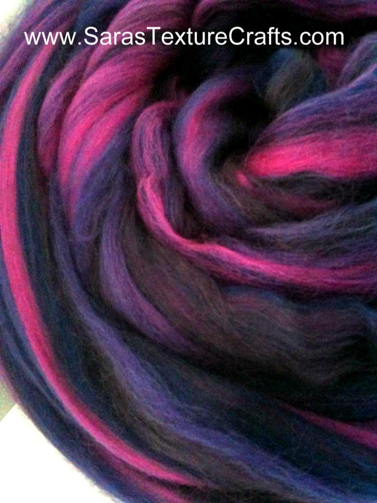 LIMITED EDITION 100g (3.53oz) Merino Twice Blend Tops felt/spin/dread - Boysenberry