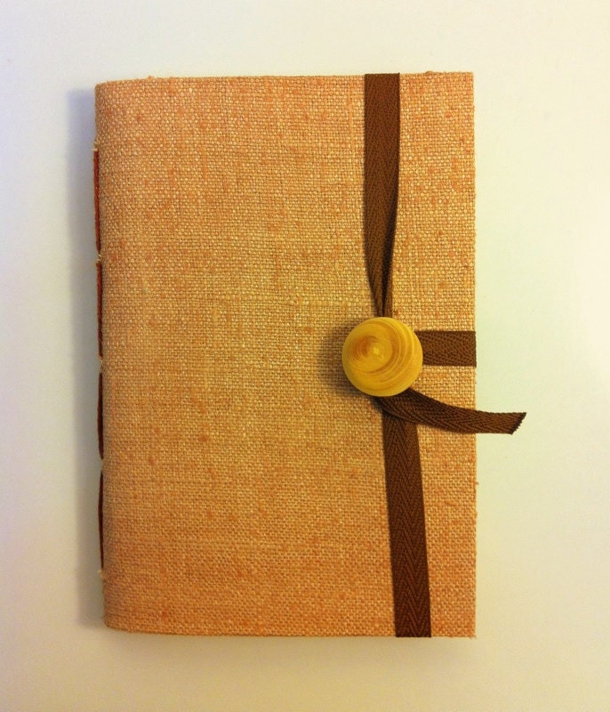 Brown Journal, notebook for men, silk, journal diary, hand bound, lined paper for writing, wooden button ,rustic design, travel journal
