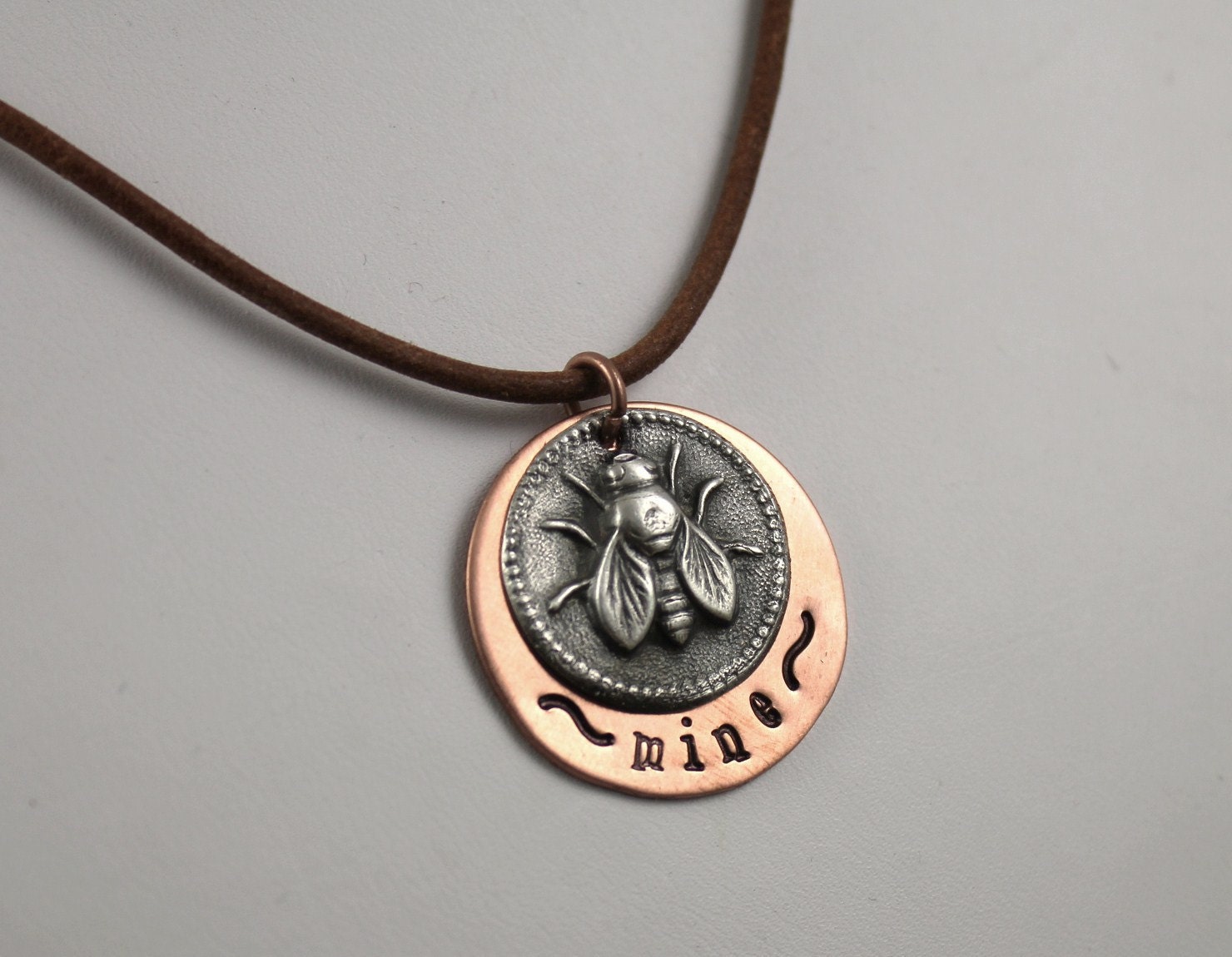 Bee Mine- Fine Silver and Copper Necklace