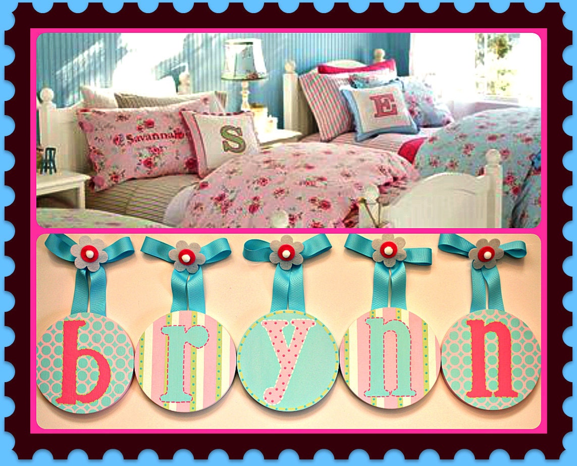 Girls Baby Nursery hanging Wall letters Pottery Barn Kids Savannah Bedding