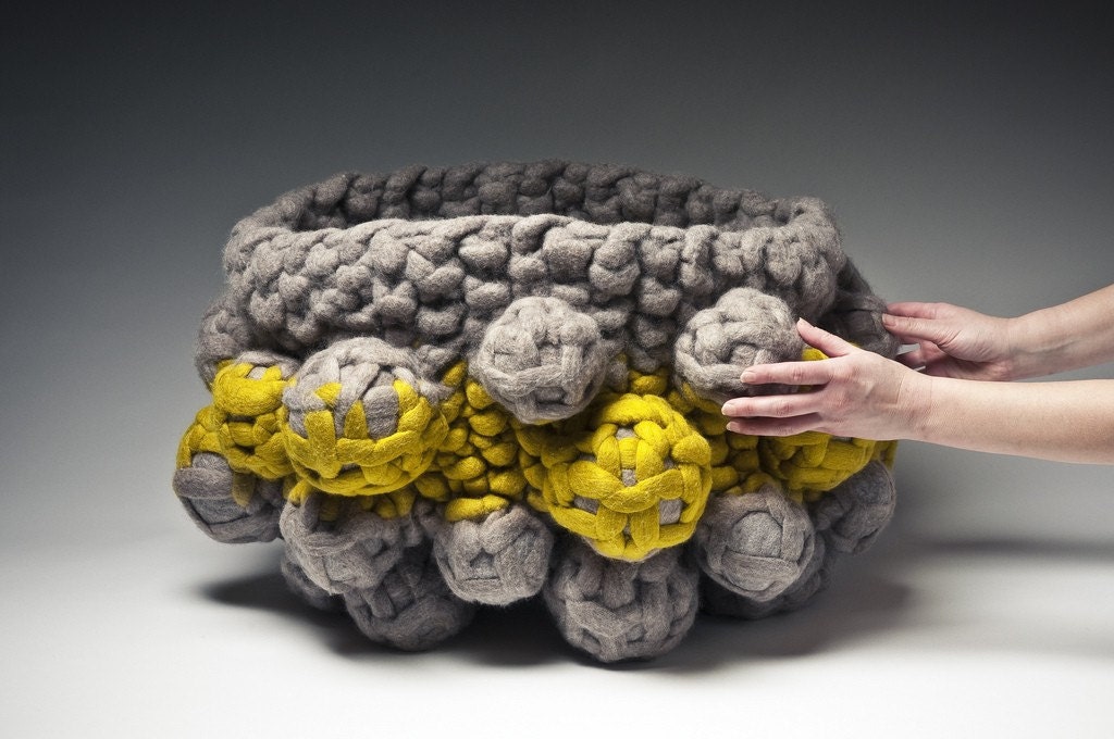Knit felt anthropod vessel sculpture