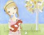 Girl Fox Kids Nursery Art Print