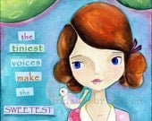 Whimsical Kids Bird Girl Art Print