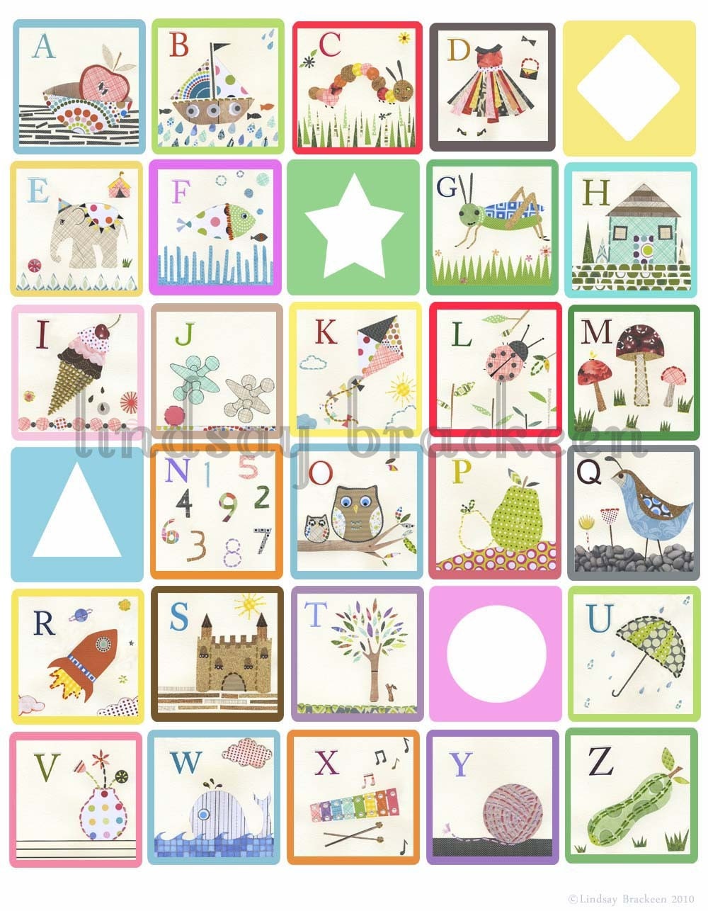 Alphabet Nursery Kid's Room Art Print 8x10